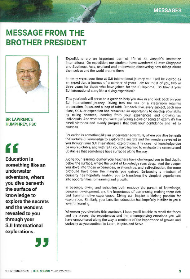 In the 2024 yearbook, the Brother President reflected on the benefits of international expeditions.